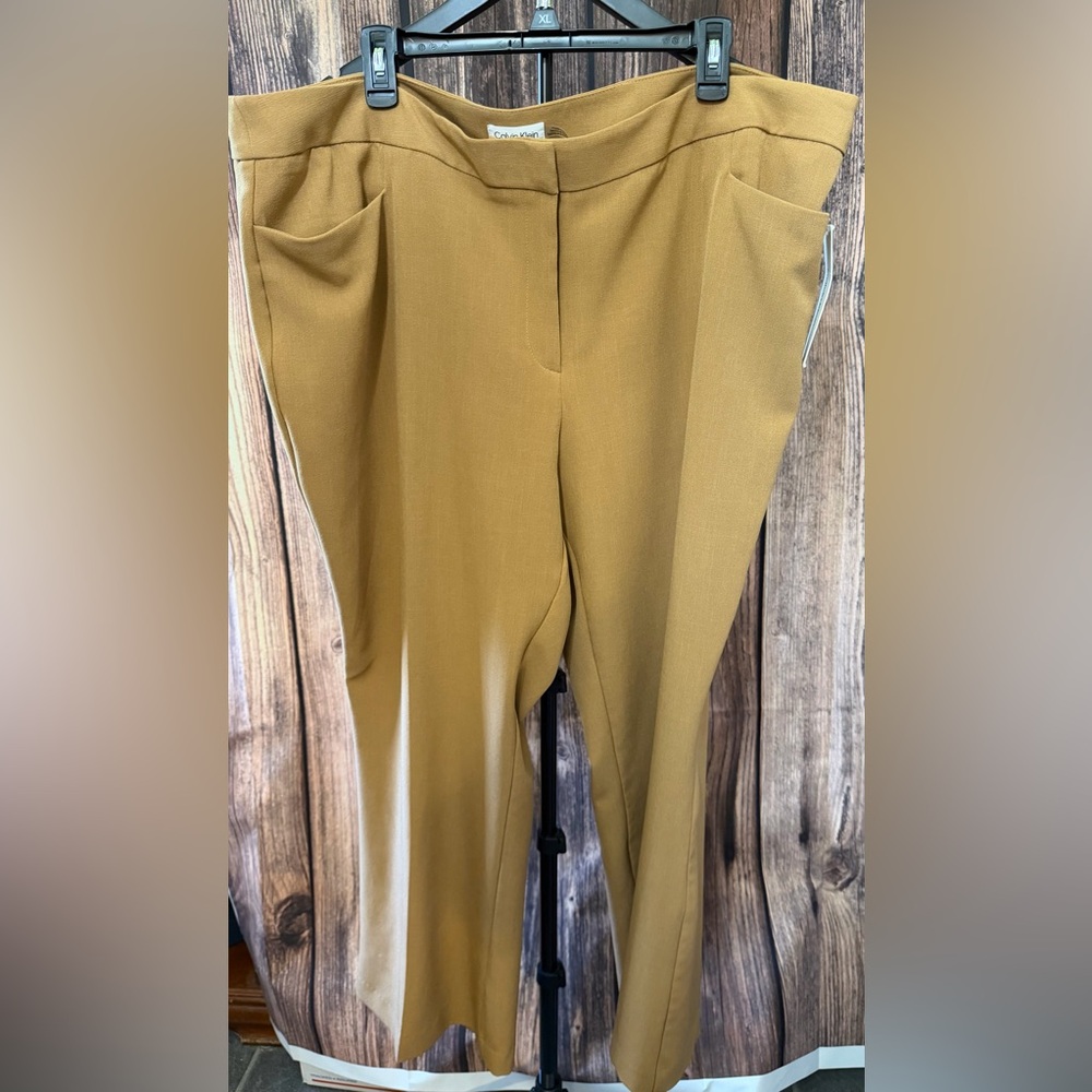 Calvin Klein Mustard Wide-Leg Trousers